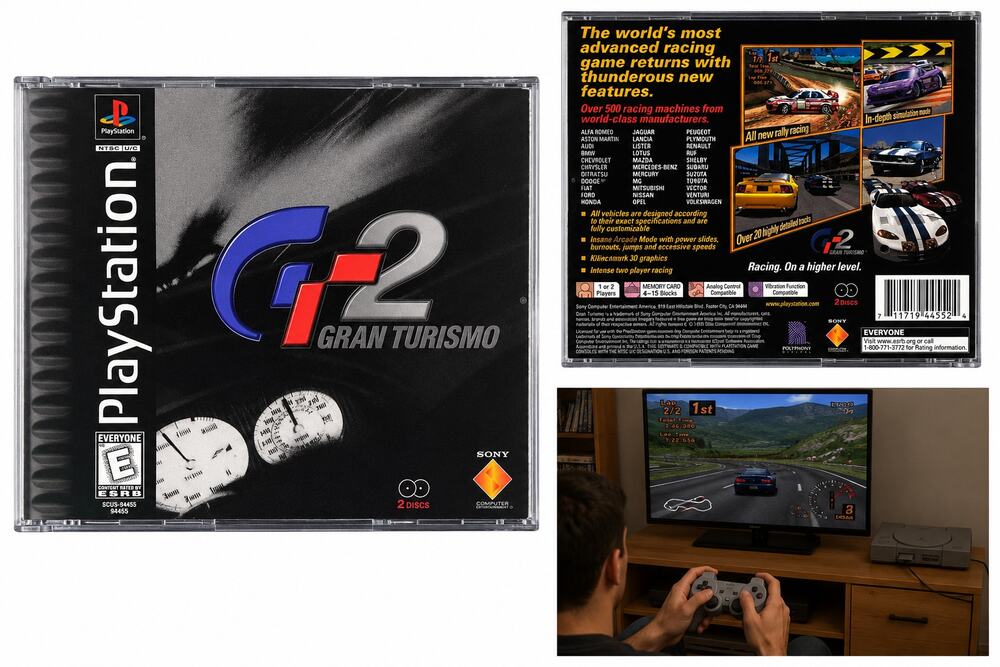 Gran Turismo 2 (PlayStation 1 PS1) – 2 Disc Racing Simulation Game